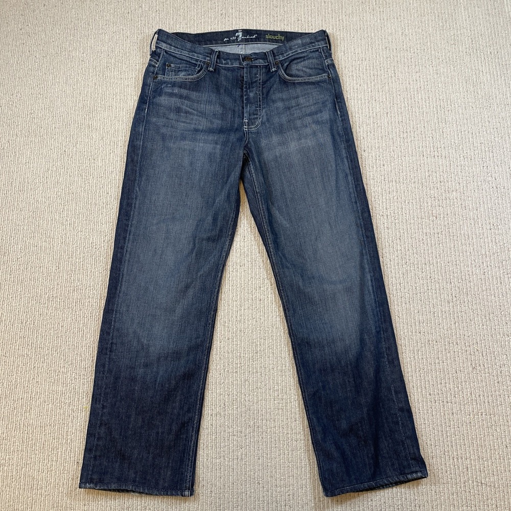 7 For All Mankind Jeans Mens 30x28 Slouchy Straight Button Fly Made In USA